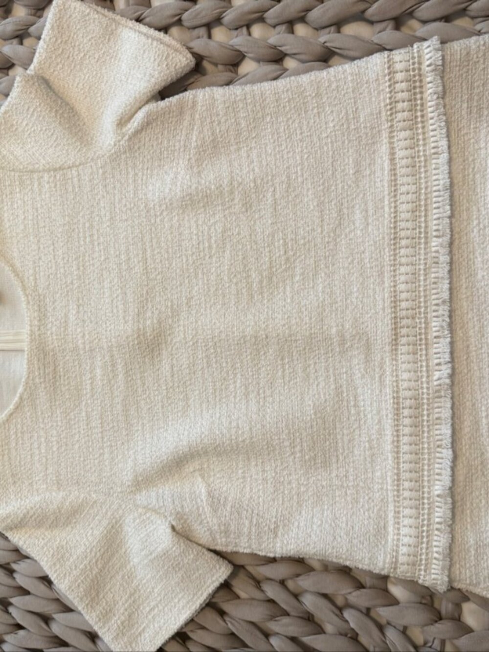Banana Republic Cream Tweed Short Sleeve Top M